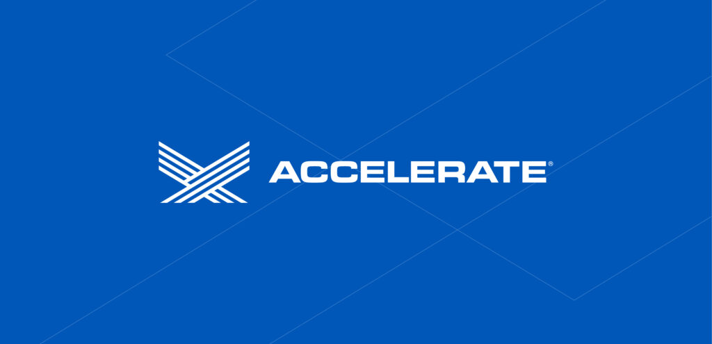 The blue banner logo for Accelerate