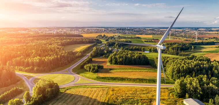 Sunrise with a windmill